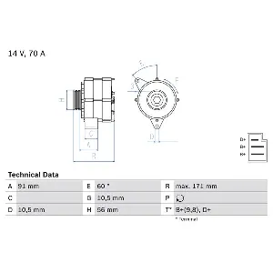 Alternator BOSCH 0 986 033 810 IC-428240