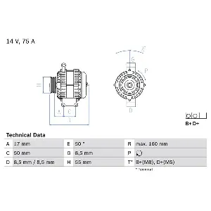Alternator BOSCH 0 986 049 081 IC-D1F515