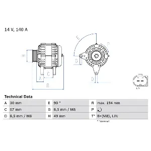 Alternator BOSCH 0 986 083 170 IC-E3ADA4
