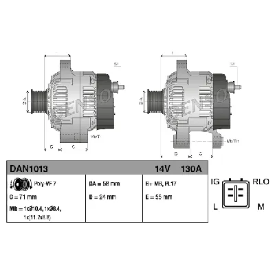 Alternator DENSO DAN1013 IC-BFAB5E