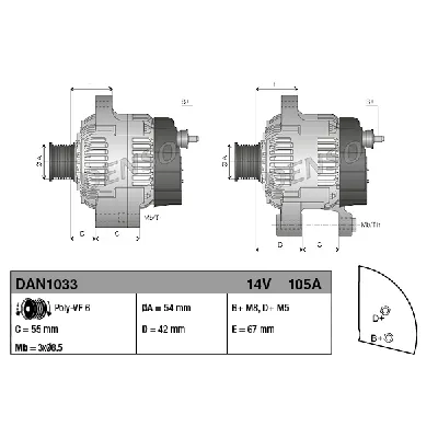 Alternator DENSO DAN1033 IC-C40A6F