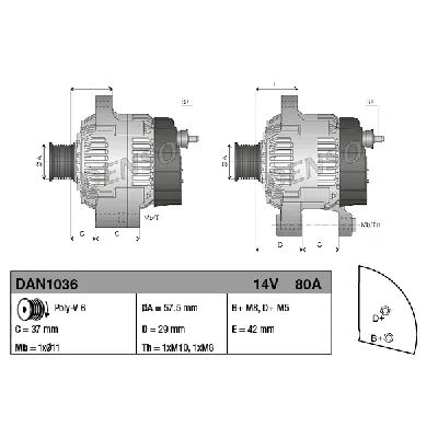 Alternator DENSO DAN1036 IC-C40A72