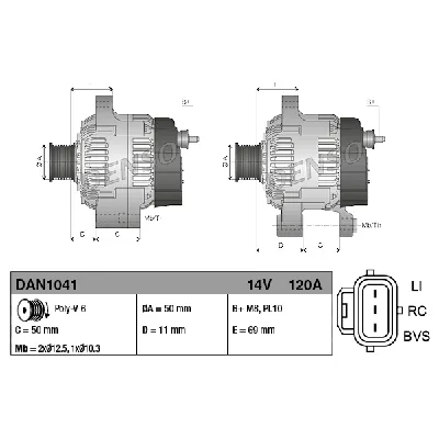 Alternator DENSO DAN1041 IC-C40A11