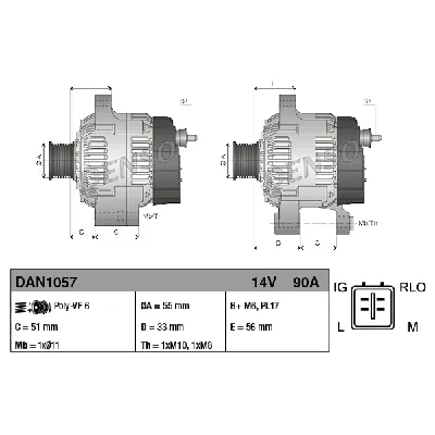 Alternator DENSO DAN1057 IC-C40A14