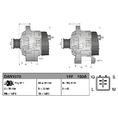Alternator DENSO DAN1070 IC-D28322