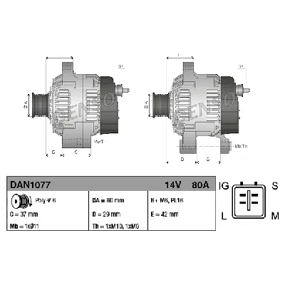 Alternator DENSO DAN1077 IC-E45929