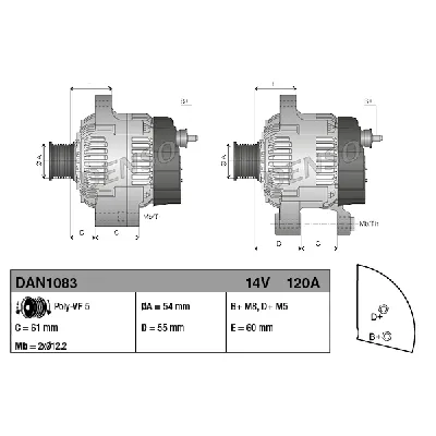 Alternator DENSO DAN1083 IC-E2A996