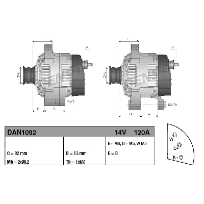 Alternator DENSO DAN1092 IC-E45923