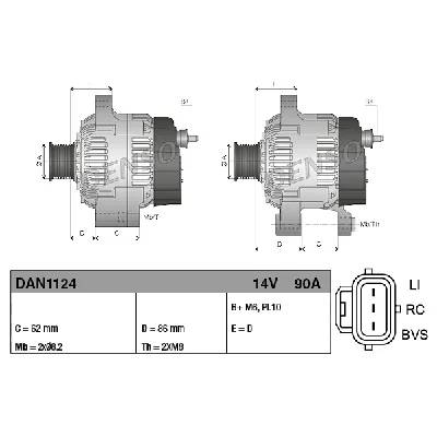 Alternator DENSO DAN1124 IC-CFDC4E