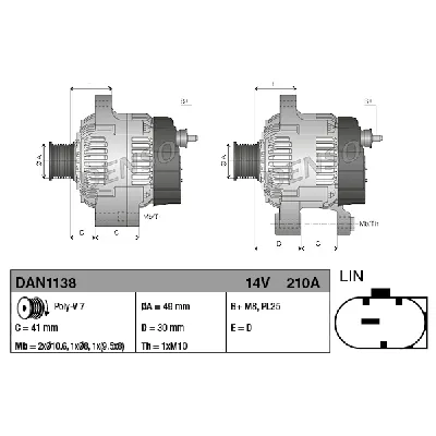 Alternator DENSO DAN1138 IC-D70863