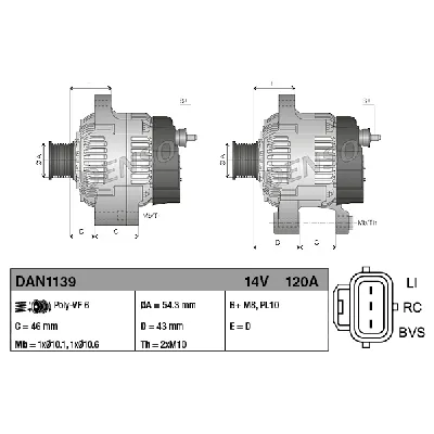 Alternator DENSO DAN1139 IC-E34078