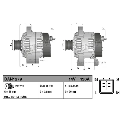 Alternator DENSO DAN1279 IC-E52F11