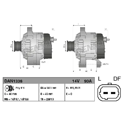 Alternator DENSO DAN1336 IC-D63F2E