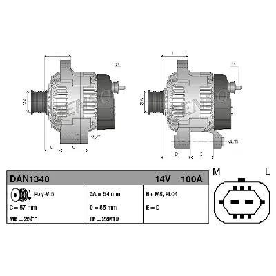 Alternator DENSO DAN1340 IC-D8F79E