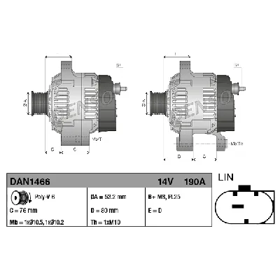 Alternator DENSO DAN1466 IC-F45D6B