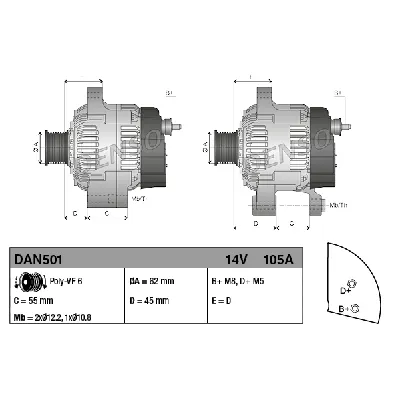 Alternator DENSO DAN501 IC-B8DECD