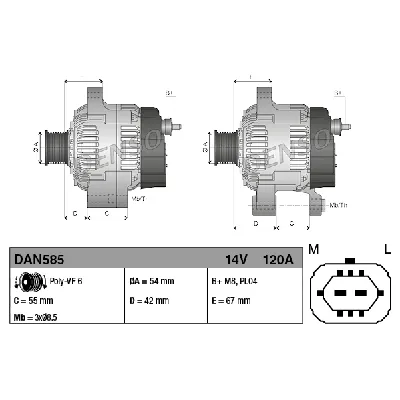 Alternator DENSO DAN585 IC-C40A1A