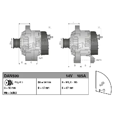 Alternator DENSO DAN599 IC-C40A21
