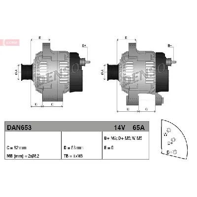 Alternator DENSO DAN653 IC-C40A38