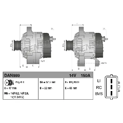 Alternator DENSO DAN989 IC-BF7A09
