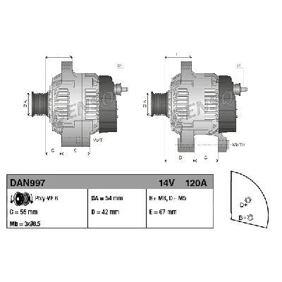 Alternator DENSO DAN997 IC-BFAB70