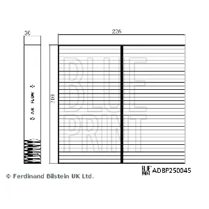 Filter, vazduh unutrašnjeg prostora BLUE PRINT ADBP250045 IC-G0USC4