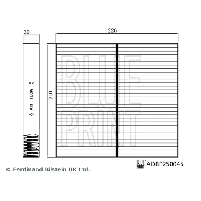 Filter, vazduh unutrašnjeg prostora BLUE PRINT ADBP250045 IC-G0USC4