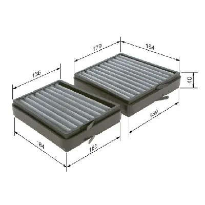 Filter, vazduh unutrašnjeg prostora BOSCH 1 987 435 536 IC-DA9D01