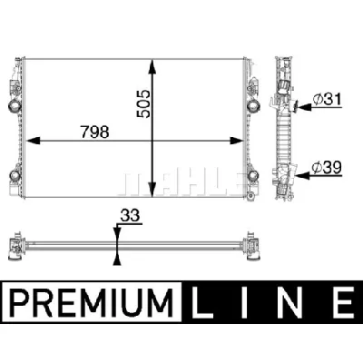 Hladnjak, hlađenje motora MAHLE CR 1163 000P IC-G08FKU