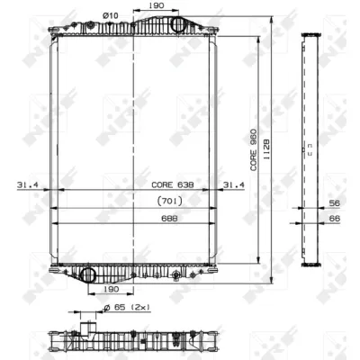 Hladnjak, hlađenje motora NRF NRF 509892 IC-D2455C