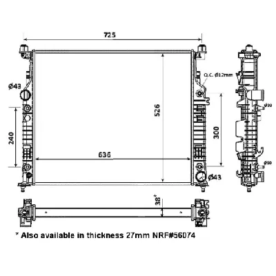 Hladnjak, hlađenje motora NRF NRF 53936 IC-C3C9C5