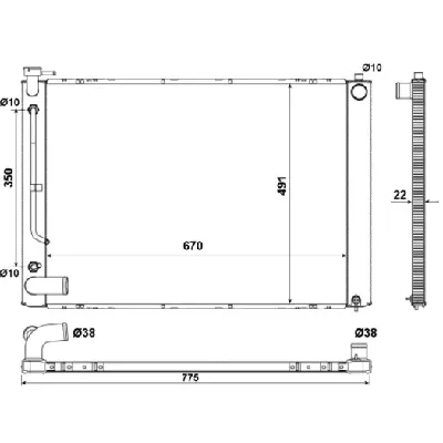 Hladnjak, hlađenje motora NRF NRF 53974 IC-C22DC7