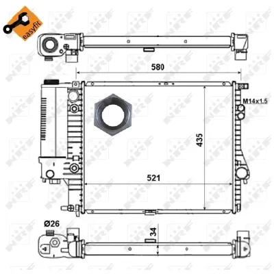 Hladnjak, hlađenje motora NRF NRF 58165 IC-AE587A
