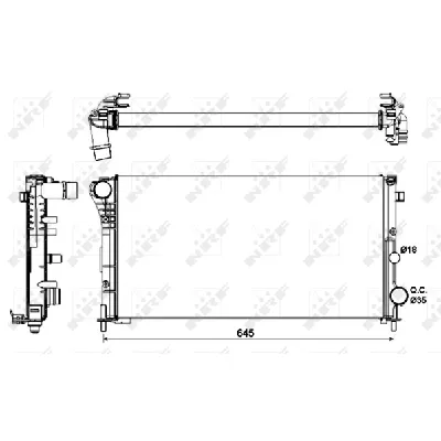 Hladnjak, hlađenje motora NRF NRF 58185 IC-AE588C