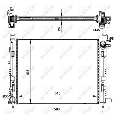 Hladnjak, hlađenje motora NRF NRF 58443 IC-DEB31E