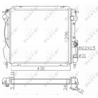 Hladnjak, hlađenje motora NRF NRF 59121 IC-DEB3A3