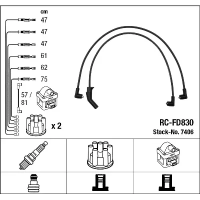 Komplet kablova za paljenje NGK RC-FD830 7406 IC-9BEA27