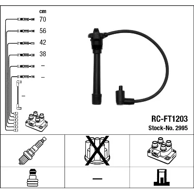 Komplet kablova za paljenje NGK RC-FT1203 2995 IC-AF6ACA