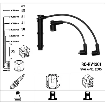 Komplet kablova za paljenje NGK RC-RV1201 2585 IC-AF6BBF