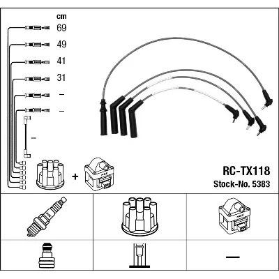 Komplet kablova za paljenje NGK RC-TX118 5383 IC-AF6C5D