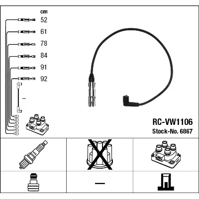 Komplet kablova za paljenje NGK RC-VW1106 6867 IC-B67EBF