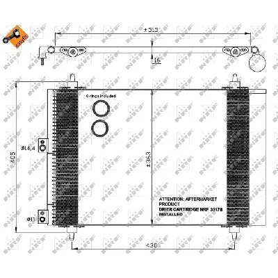 Kondenzator, klima-uređaj NRF NRF 35843 IC-B68A90
