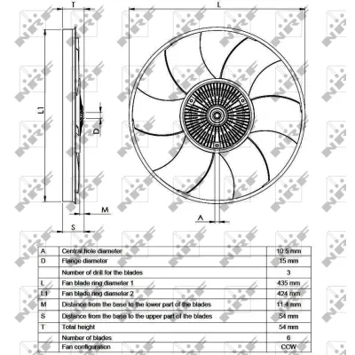 Kvačilo, ventilator hladnjaka NRF NRF 49539 IC-D756D1