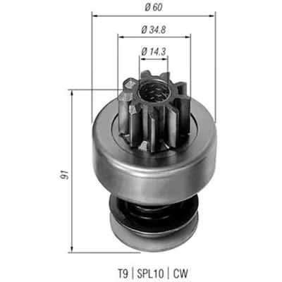 Pogonski zupčanik, starter MAGNETI MARELLI 940113020102 IC-A769D9