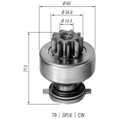 Pogonski zupčanik, starter MAGNETI MARELLI 940113020114 IC-A760BF