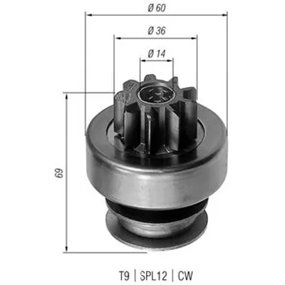 Pogonski zupčanik, starter MAGNETI MARELLI 940113020128 IC-A760C8