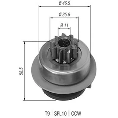 Pogonski zupčanik, starter MAGNETI MARELLI 940113020186 IC-A760F5