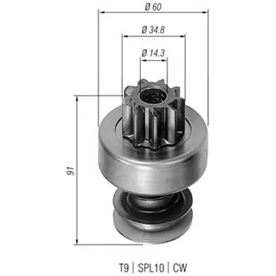 Pogonski zupčanik, starter MAGNETI MARELLI 940113020204 IC-A76102