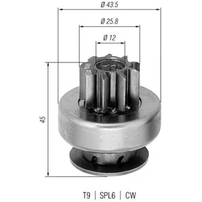 Pogonski zupčanik, starter MAGNETI MARELLI 940113020237 IC-A7611C