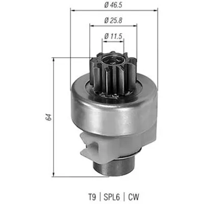 Pogonski zupčanik, starter MAGNETI MARELLI 940113020247 IC-A76122